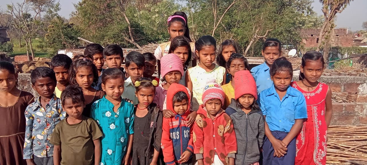 Group of happy Indian children